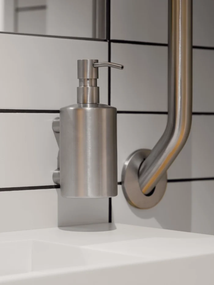 Commercial faucet and soap dispenser detail